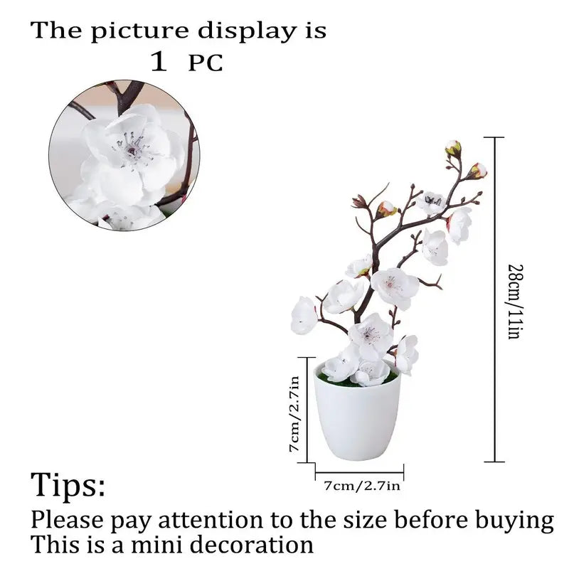 These lifelike Chinese plum blossom bonsai are exquisitely crafted and suitable for both indoor and outdoor use.